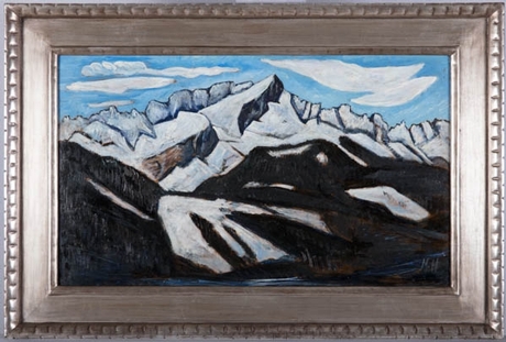  Marsden Hartley. Alpspitze, Mittenwald Road from Gschwandtnerbauer, c. 1933–34. Oil on cardboard, 17½ x 29? in. (44.6 x 75.1 cm). Collection of the Ruth and Elmer Wellin Museum of Art at Hamilton College. Gift of James Taylor Dunn, Class of 1936. Image by John Bentham.